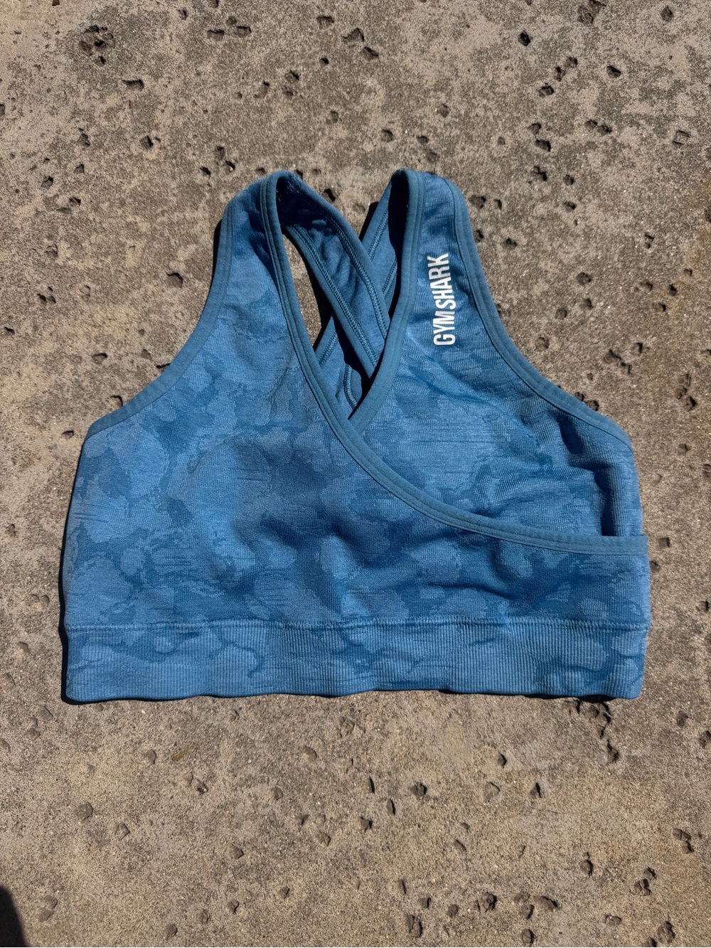 Gymshark Teal-Blue Jacquard Crossover Sports Bra